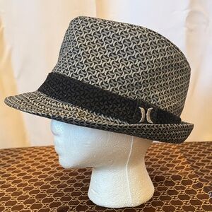 Hurley Black and Gray Patterned stylish fedora y2k